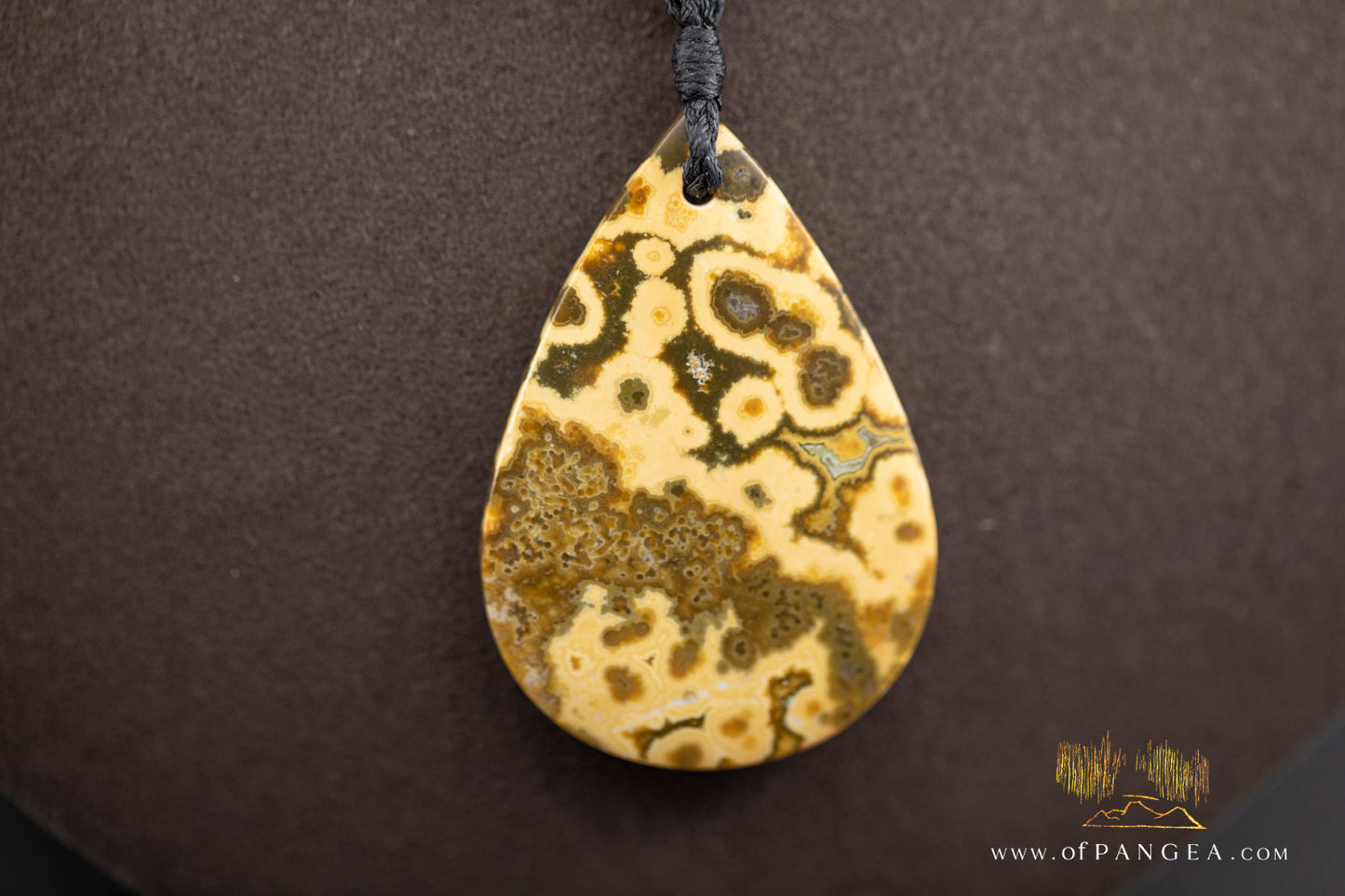 Ocean Jasper Drop Necklace (Java Jasper) - Black plaited cord || JF1175