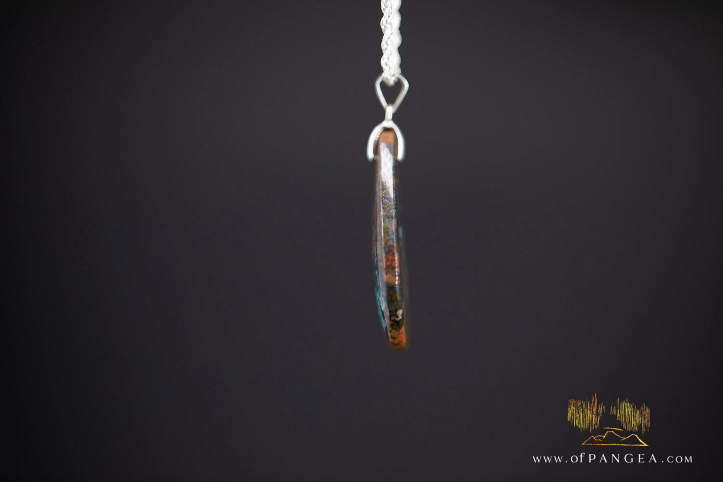 Opalized Petrified Wood Drop Pendant & Italian .925 sterling silver rope chain || JF1176