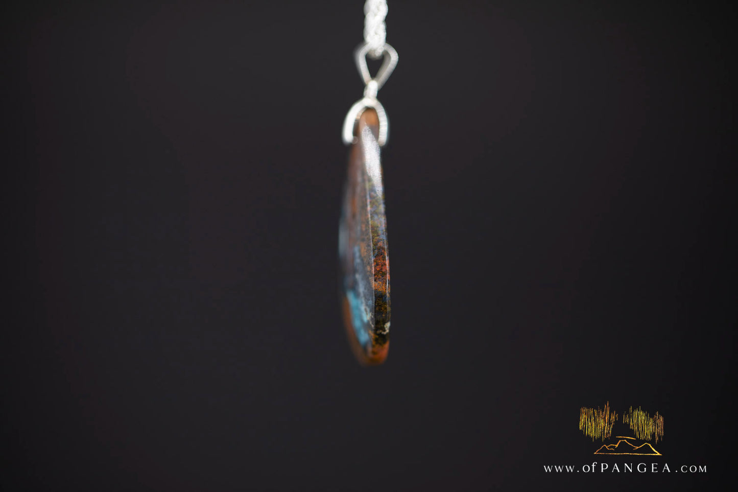Opalized Petrified Wood Drop Pendant & Italian .925 sterling silver rope chain || JF1176