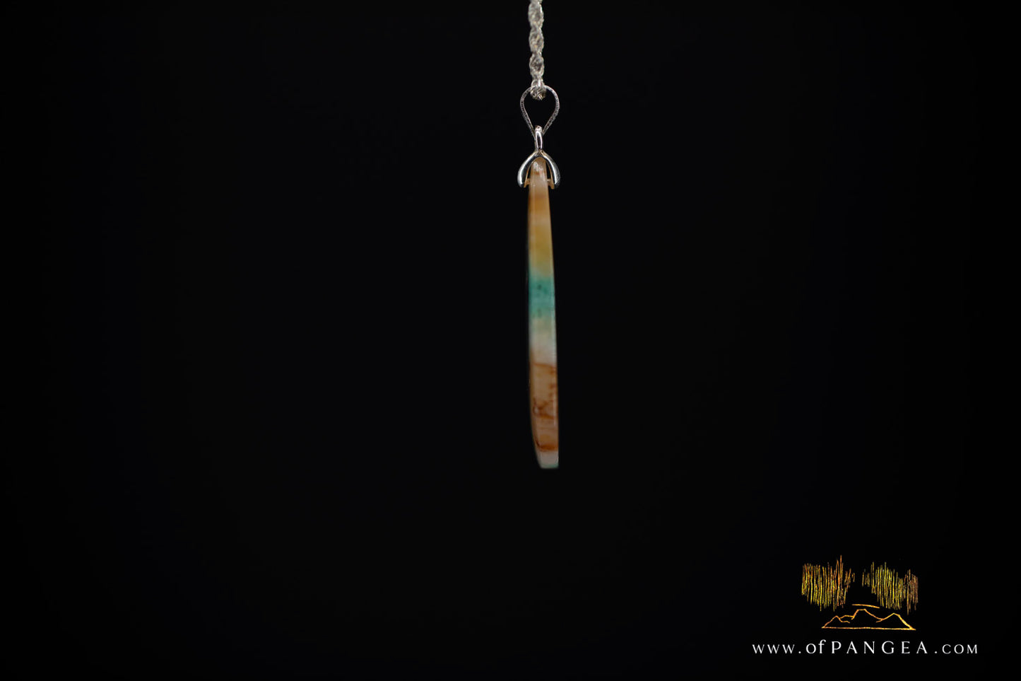 Opalized Petrified Wood Drop Pendant & Italian .925 sterling silver rope chain || JF1178