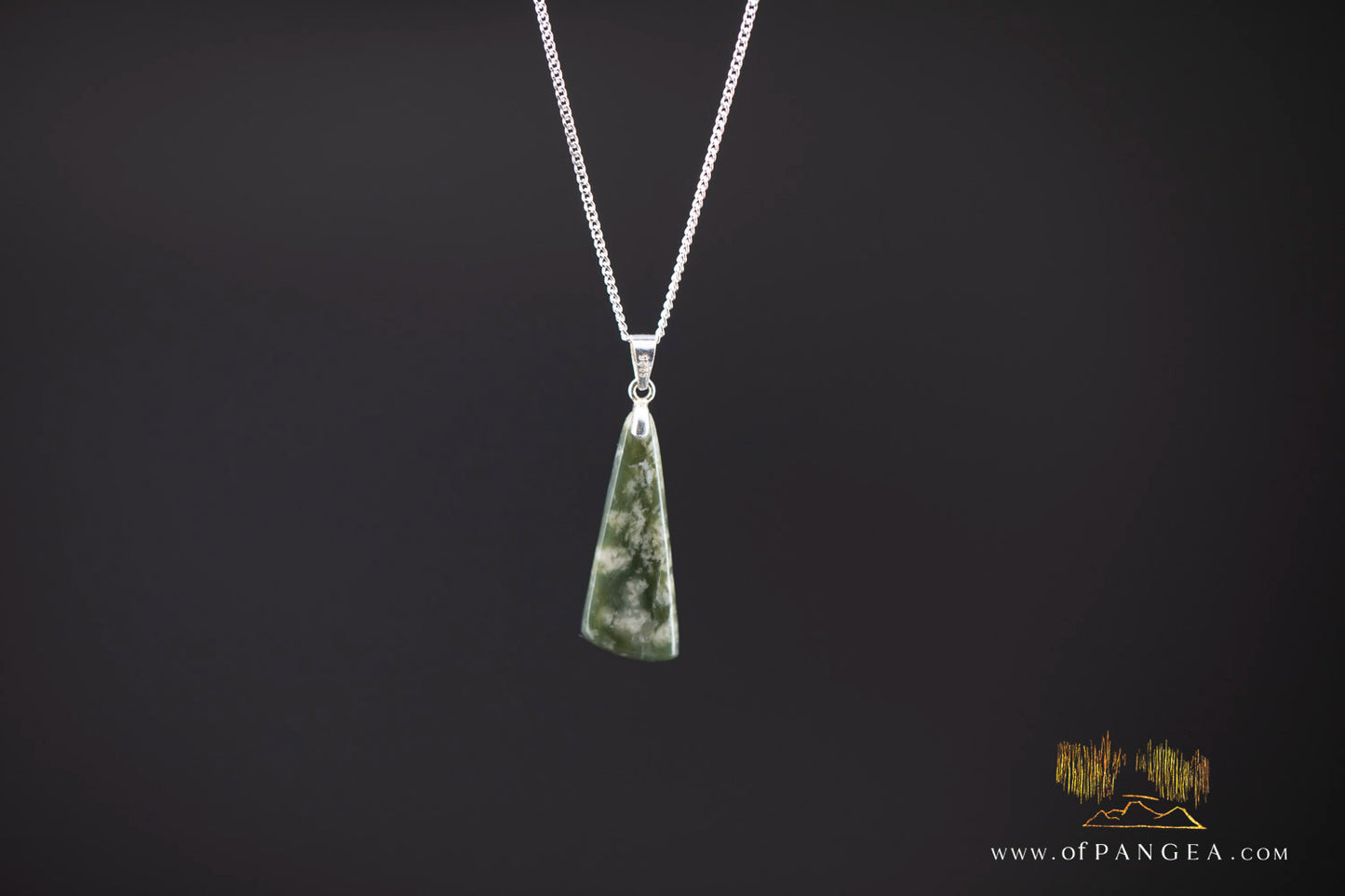 Cherry Blossom Nephrite Jade Toki Necklace - Wyoming - Italian sterling silver || JF1179