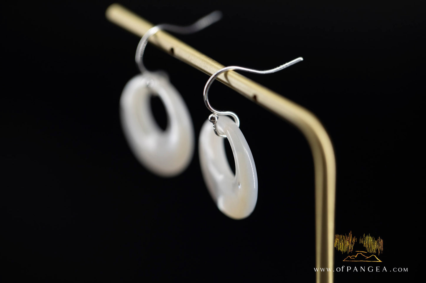 Mother of Pearl Circle window earrings - sterling silver || JF1183