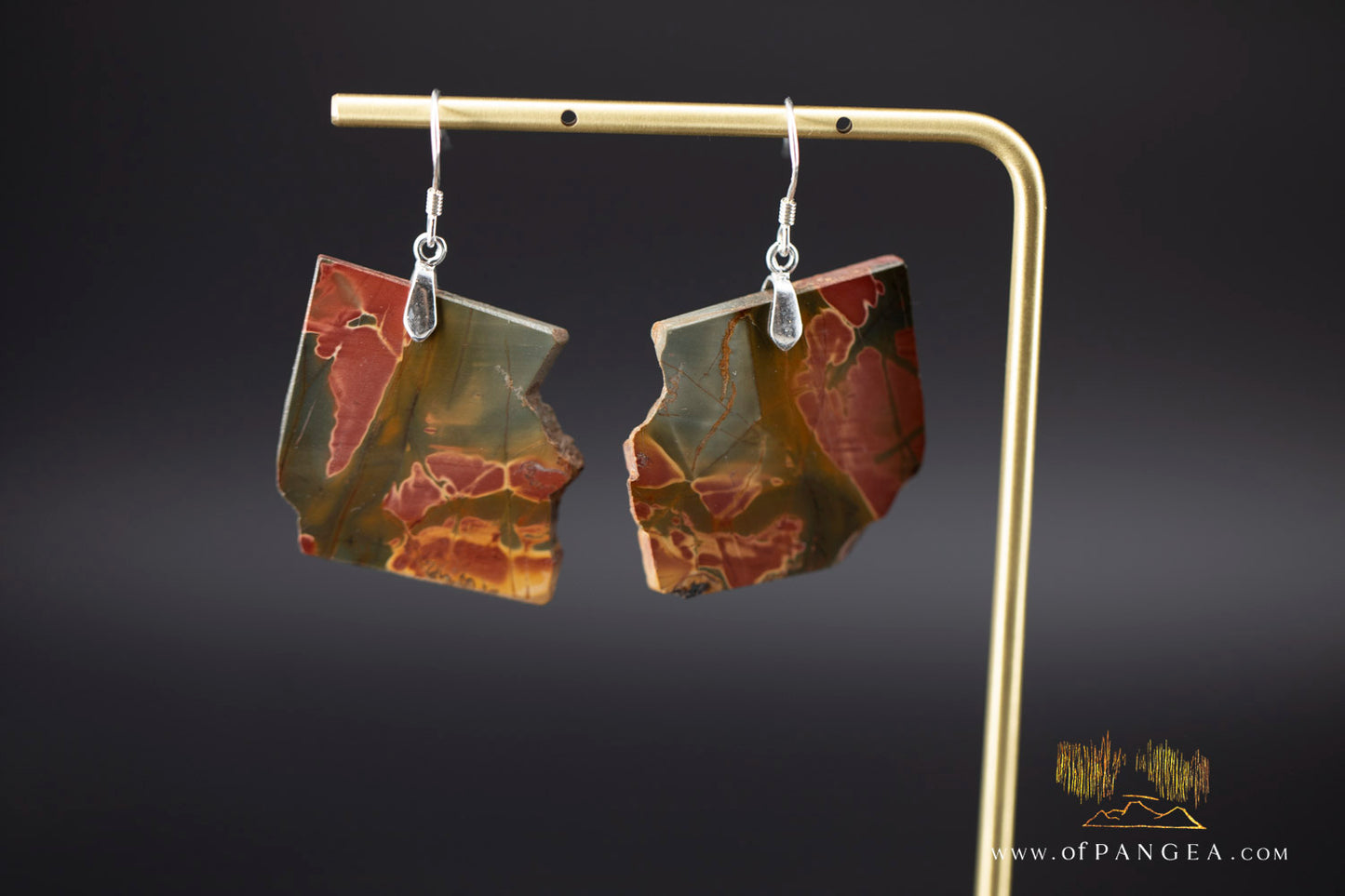 Picasso Jasper freeform earrings (Red Creek) - Sterling Silver || JF1184