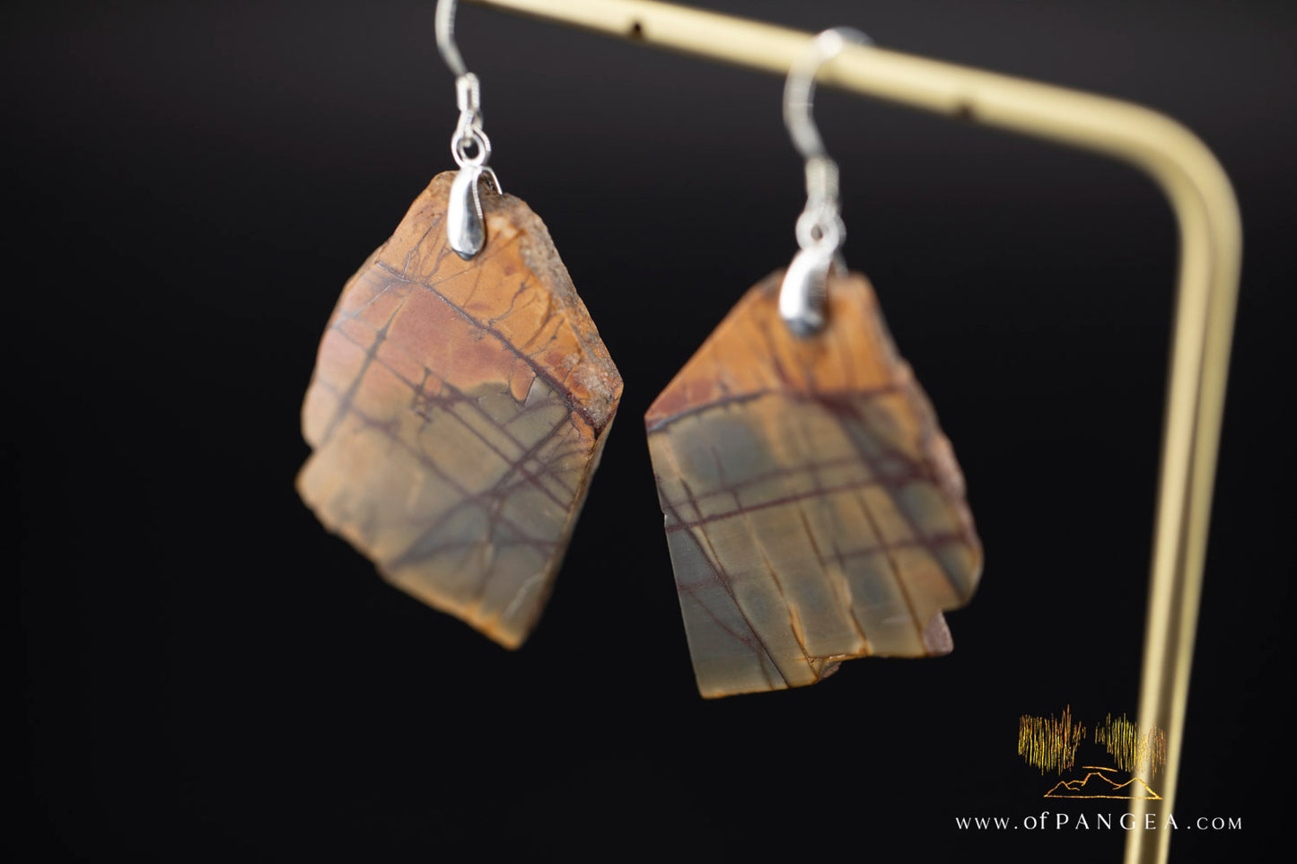 Picasso Jasper freeform earrings (Red Creek) - Sterling Silver || JF1185
