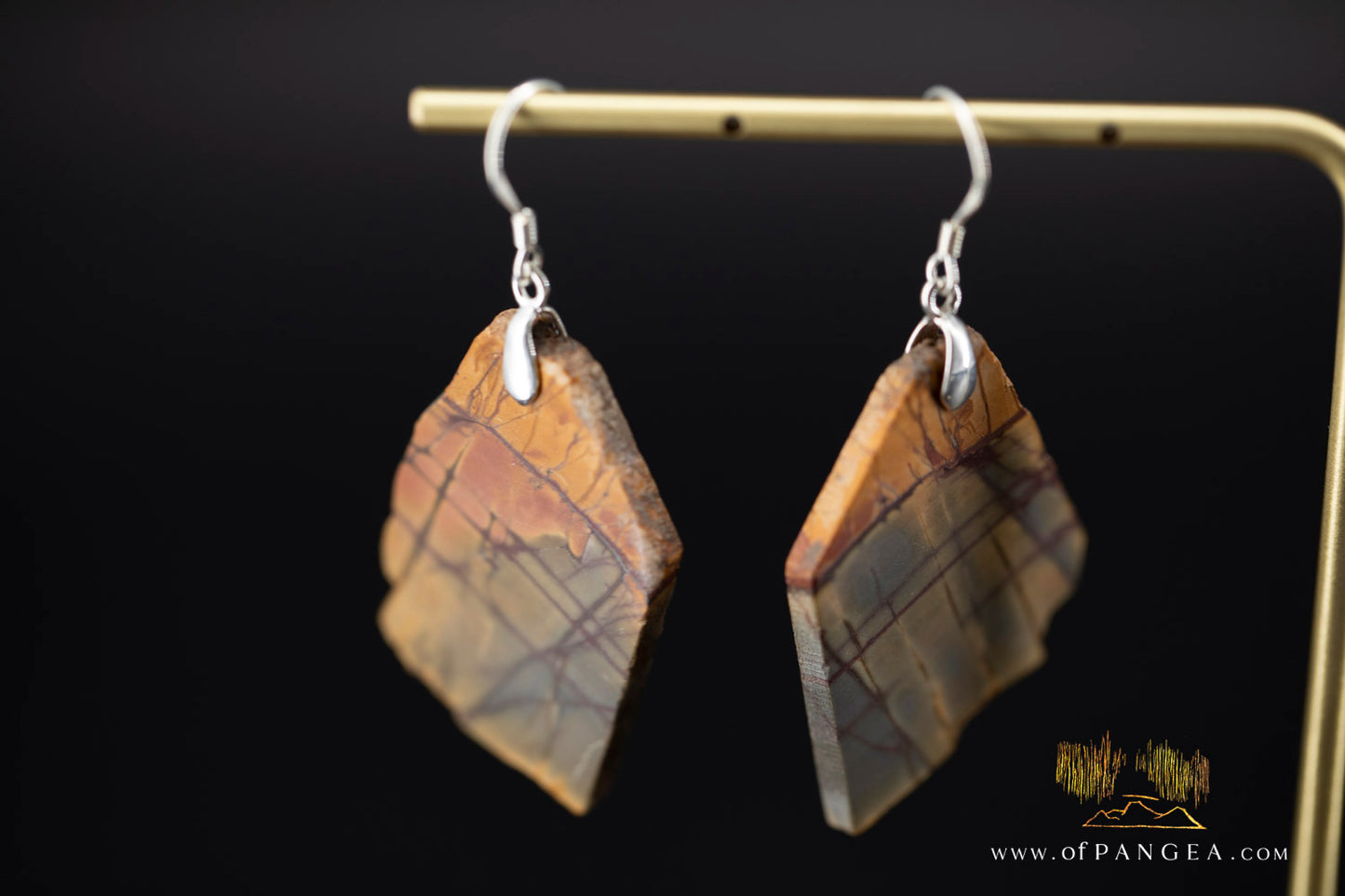 Picasso Jasper freeform earrings (Red Creek) - Sterling Silver || JF1185