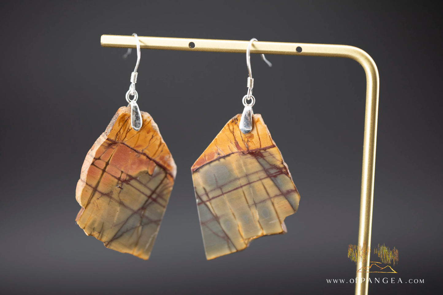 Picasso Jasper freeform earrings (Red Creek) - Sterling Silver || JF1185
