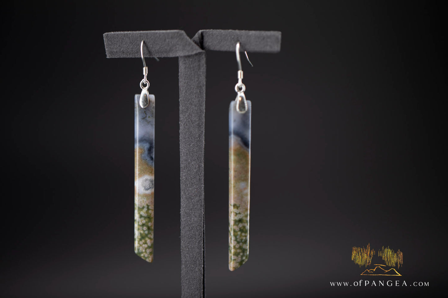 Ocean Jasper Pillar earrings - Sterling Silver || JF1188