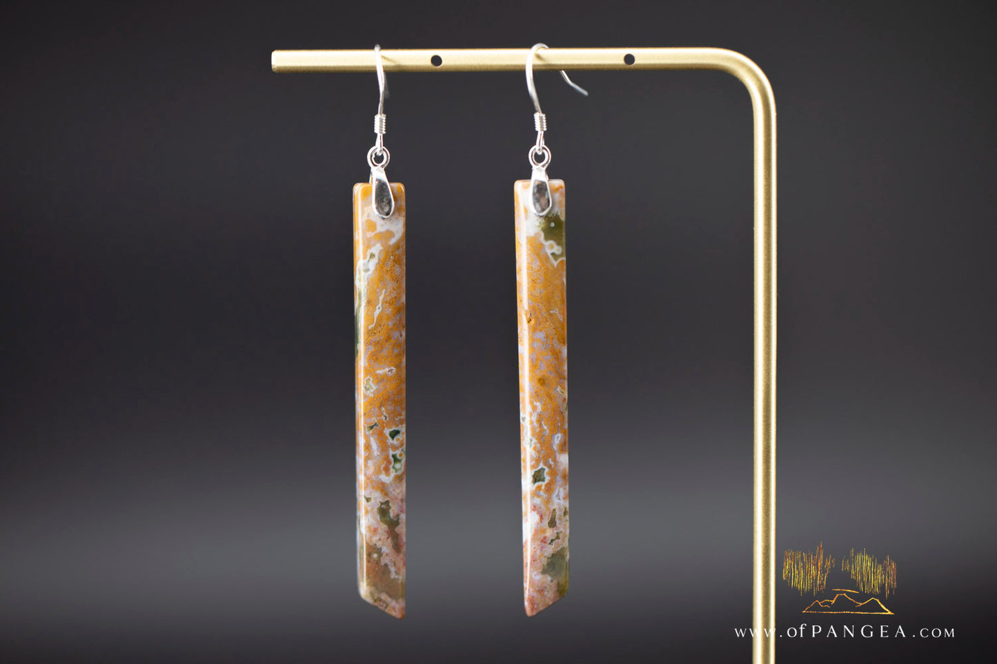 Ocean Jasper Pillar earrings - Sterling Silver || JF1210