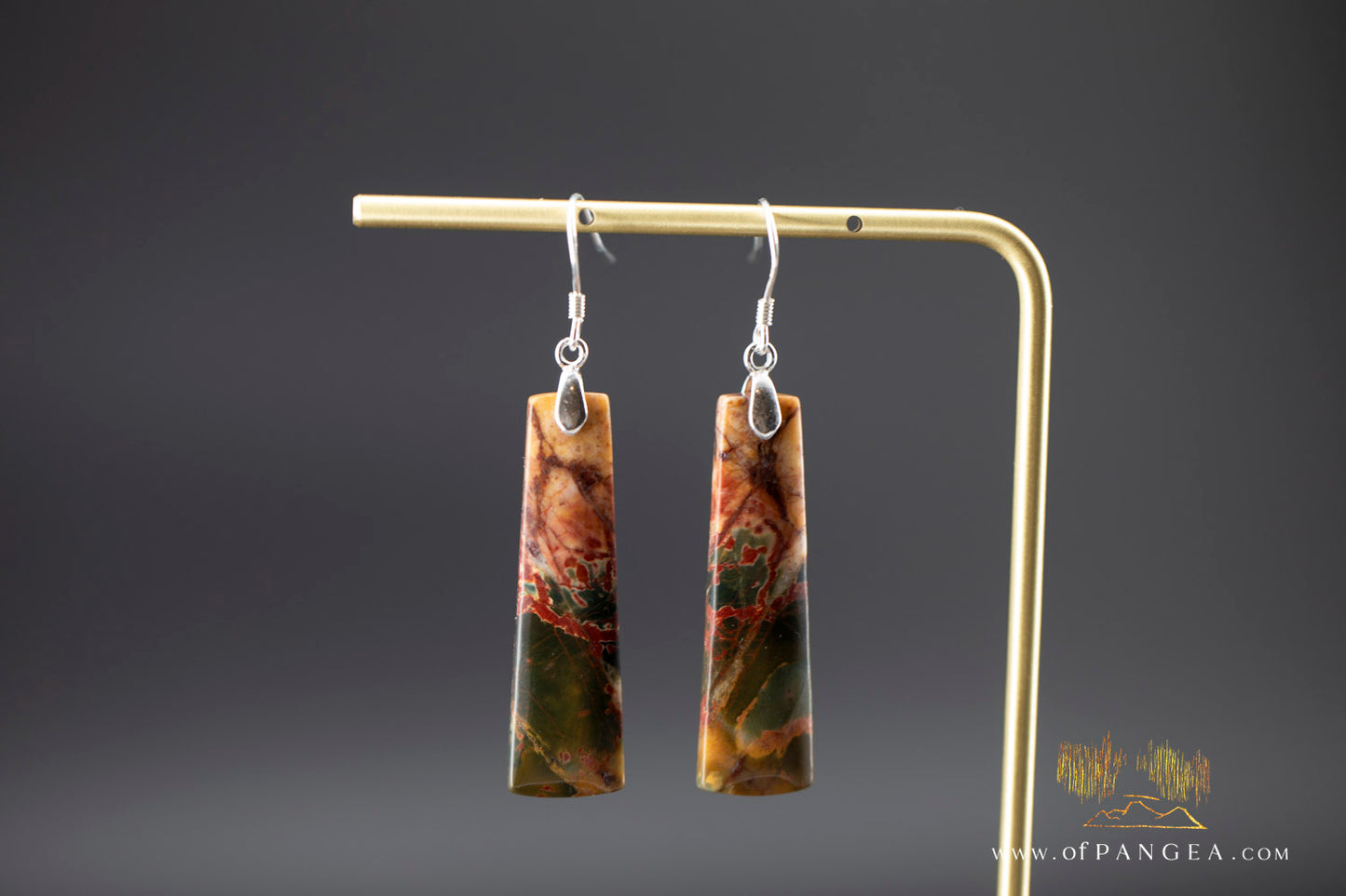 Picasso Jasper trapezoid earrings (Red Creek) - Sterling Silver || JF1213
