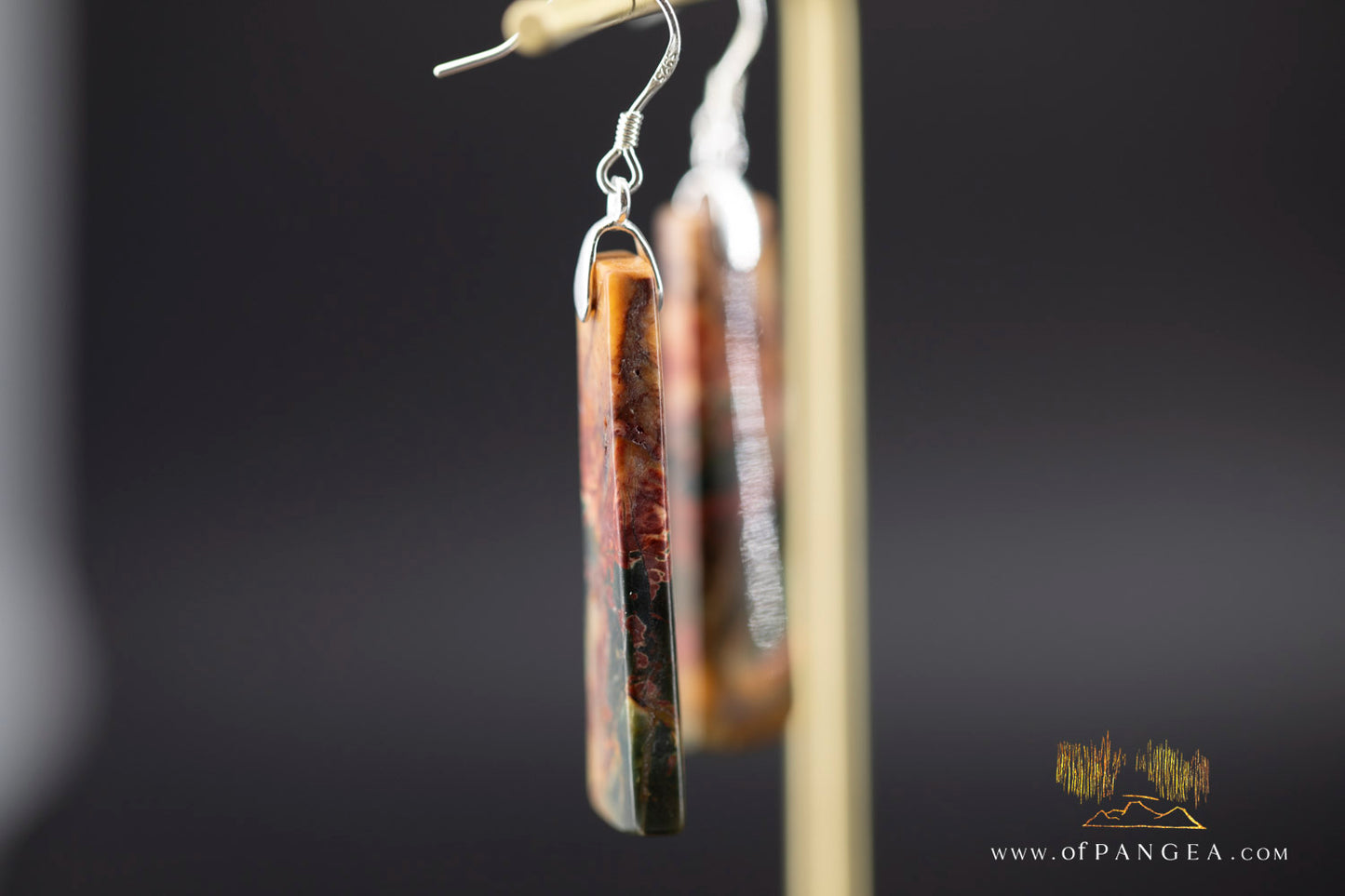 Picasso Jasper trapezoid earrings (Red Creek) - Sterling Silver || JF1213