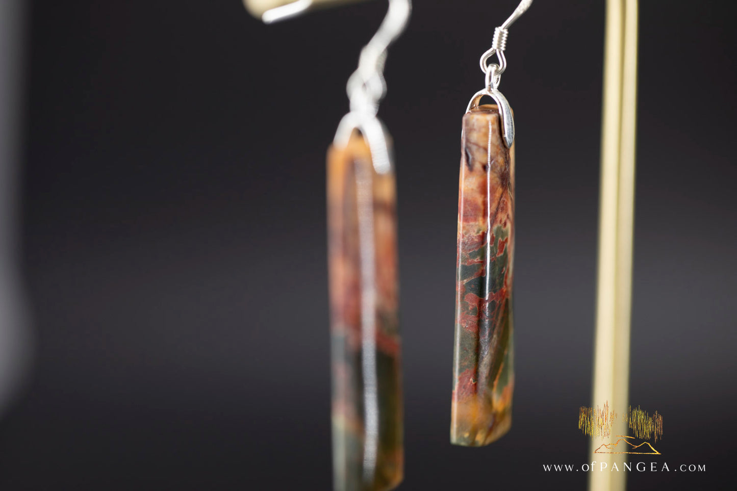 Picasso Jasper trapezoid earrings (Red Creek) - Sterling Silver || JF1213