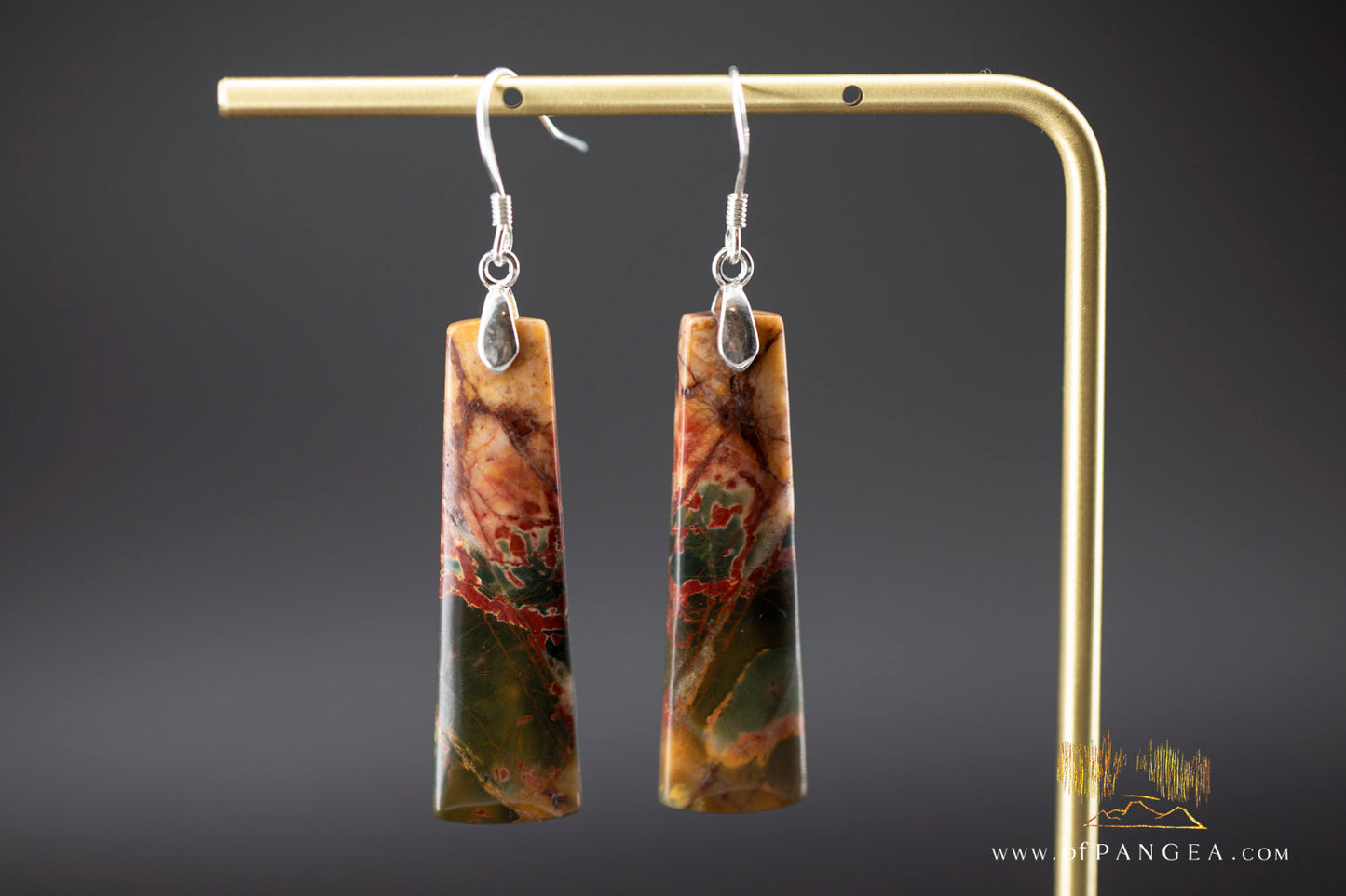 Picasso Jasper trapezoid earrings (Red Creek) - Sterling Silver || JF1213