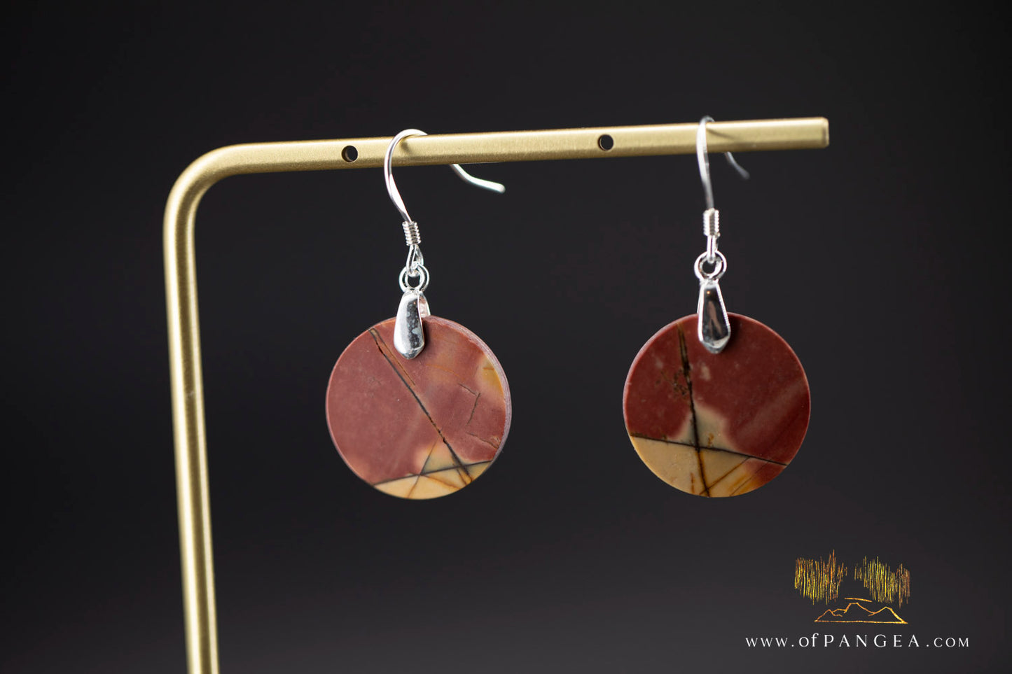 Picasso Jasper discus earrings (Red Creek) - Sterling Silver || JF1214
