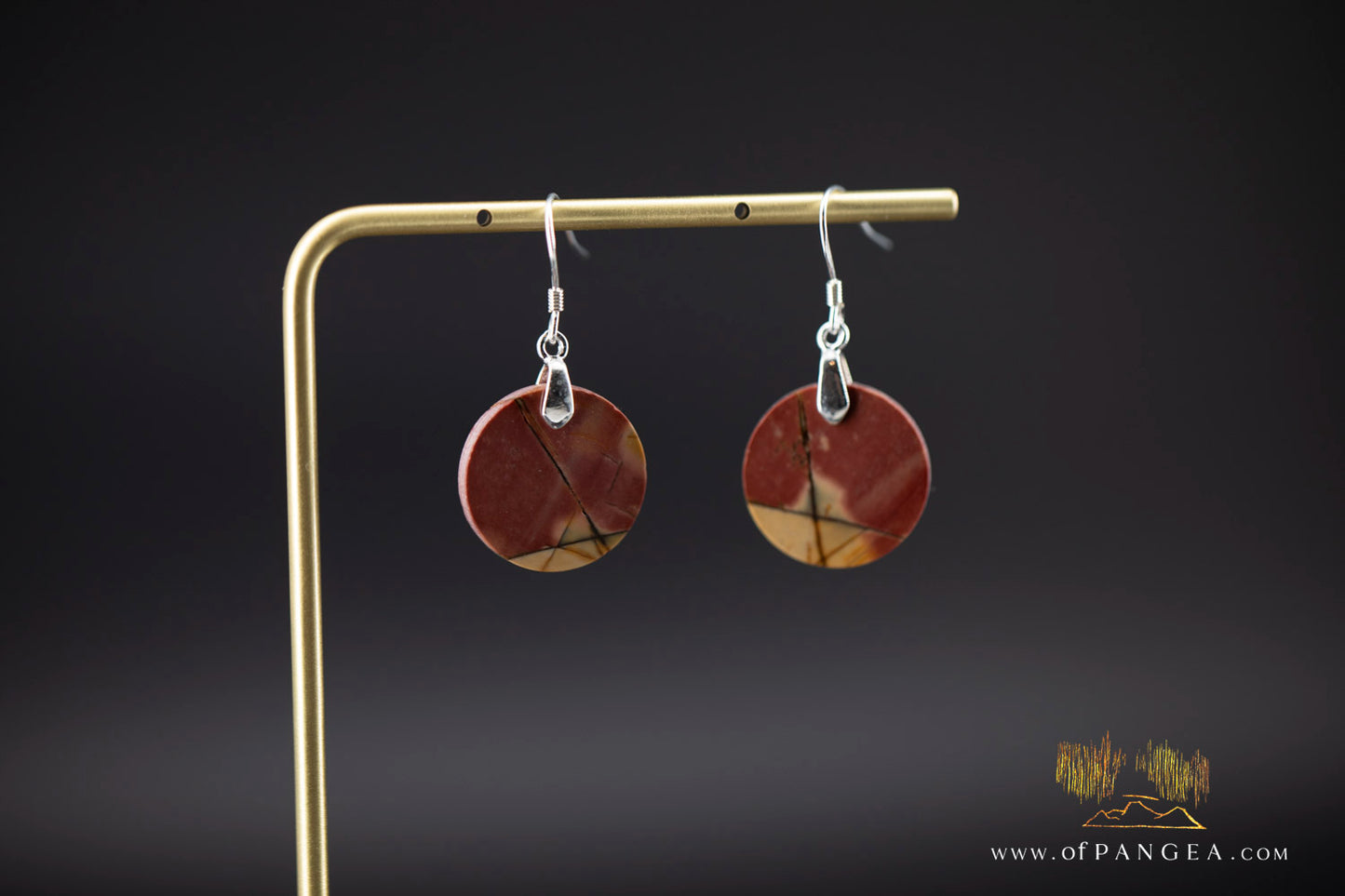 Picasso Jasper discus earrings (Red Creek) - Sterling Silver || JF1214