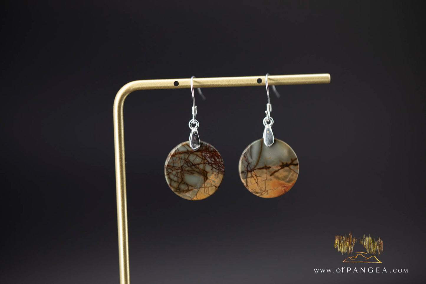 Picasso Jasper discus earrings (Red Creek) - Sterling Silver || JF1215