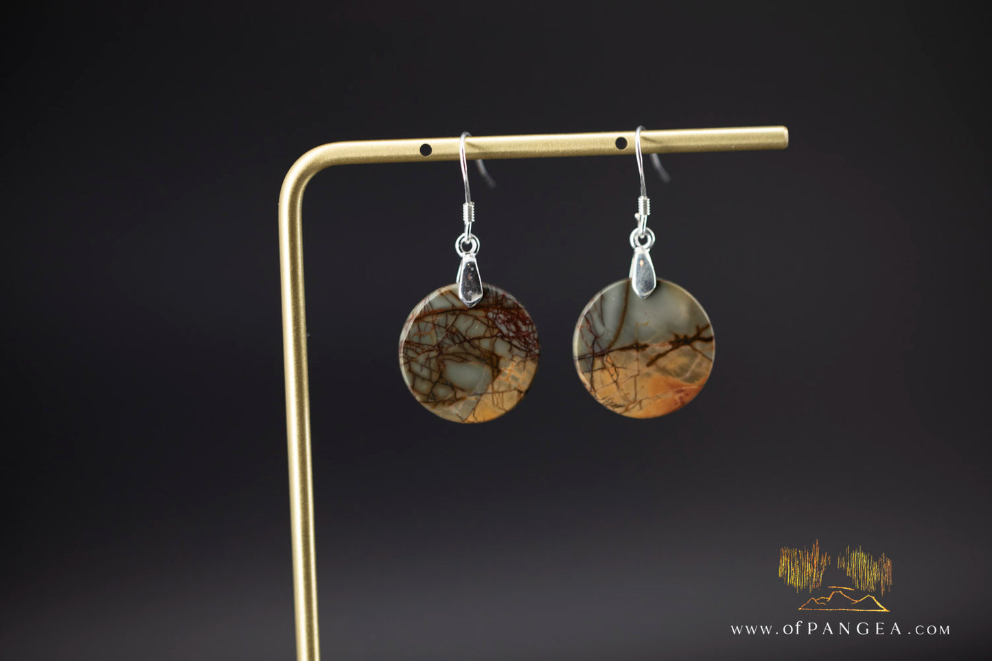 Picasso Jasper discus earrings (Red Creek) - Sterling Silver || JF1215