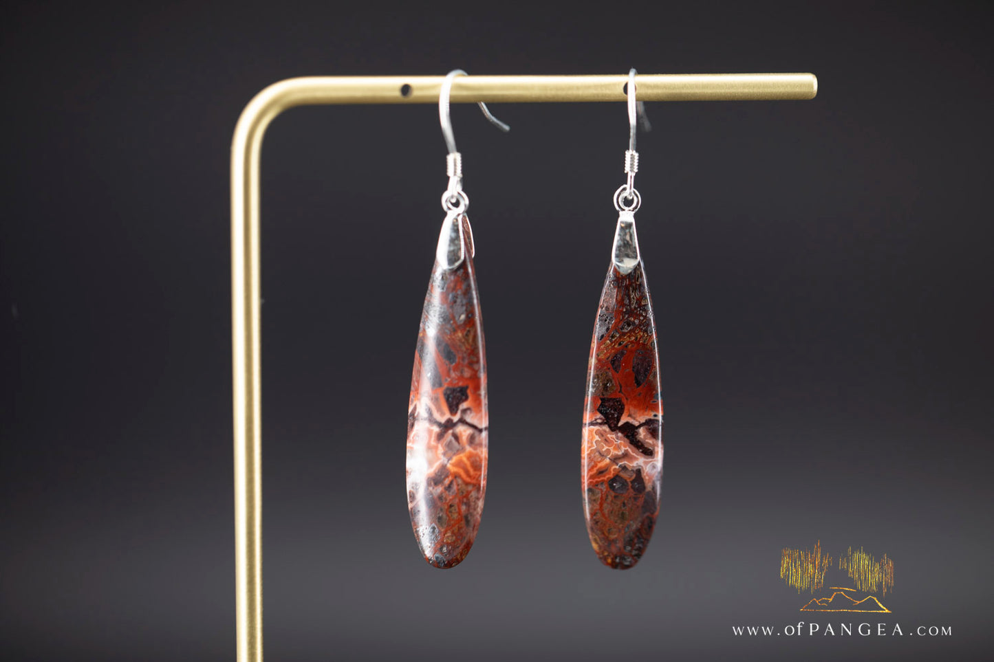 Lacey Agate thin drop earrings - sterling silver  || JF1216