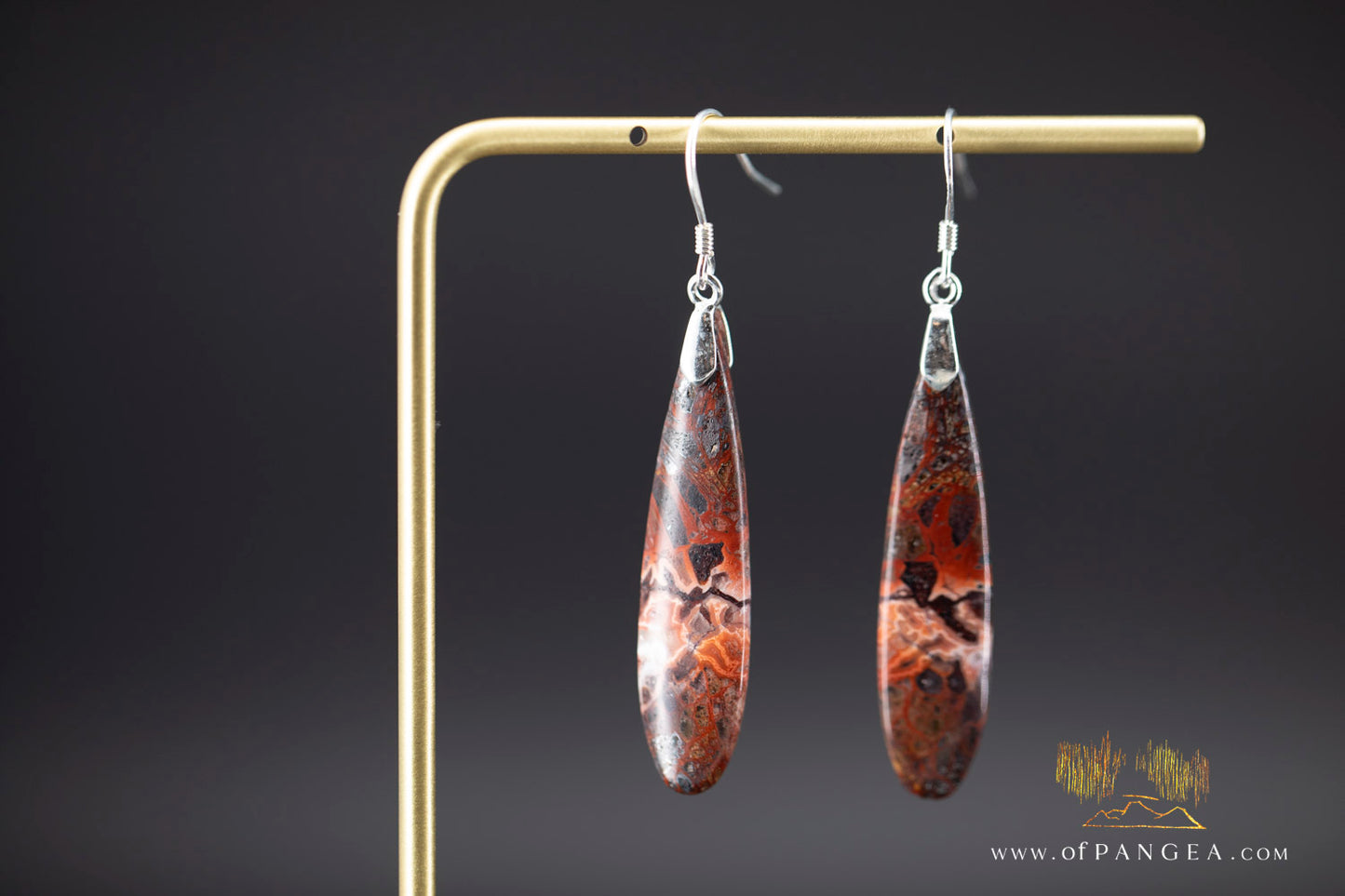 Lacey Agate thin drop earrings - sterling silver  || JF1216