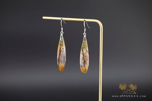 Picasso Jasper slim teardrop earrings (Red Creek) - Sterling Silver || JF1241