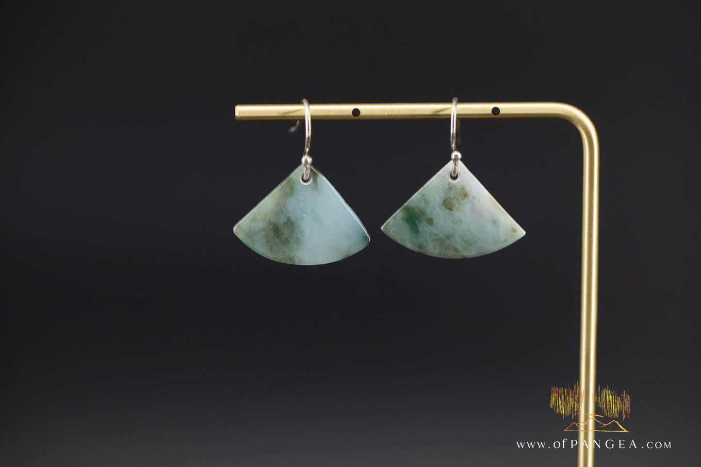 Burmese Jadeite Fan Earrings - Sterling Silver || JF1253