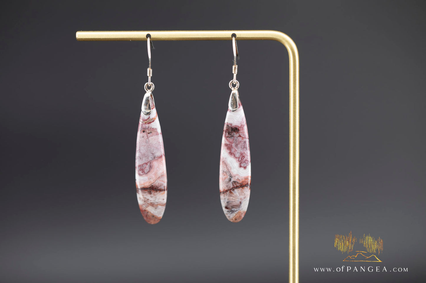 Lacey Agate thin drop earrings - sterling silver  || JF1258