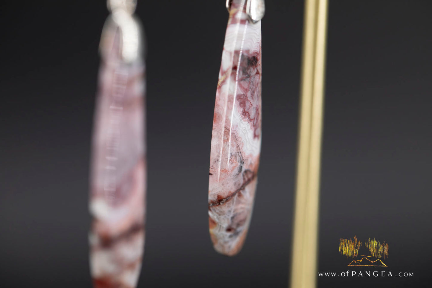 Lacey Agate thin drop earrings - sterling silver  || JF1258