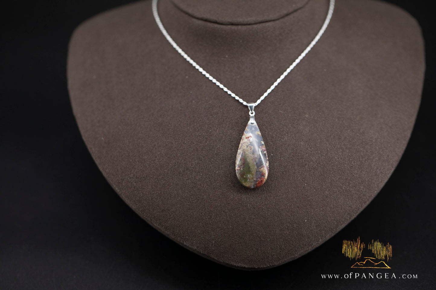 Moss Agate Pendant - Necklace sterling silver || JF1260