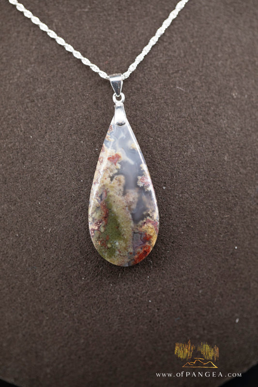 Moss Agate Pendant - Necklace sterling silver || JF1260