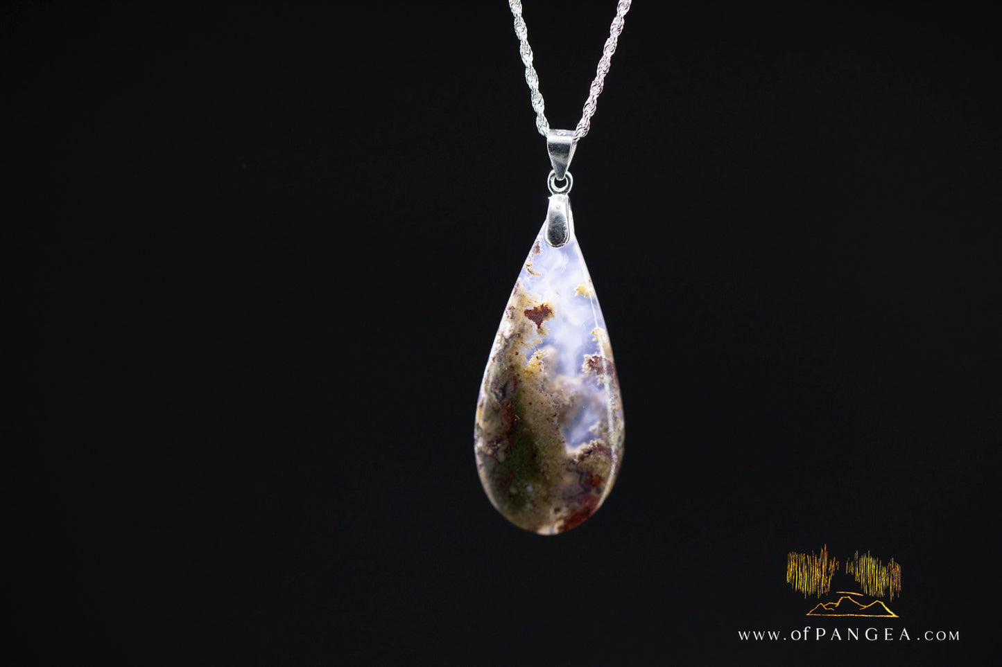 Moss Agate Pendant - Necklace sterling silver || JF1260