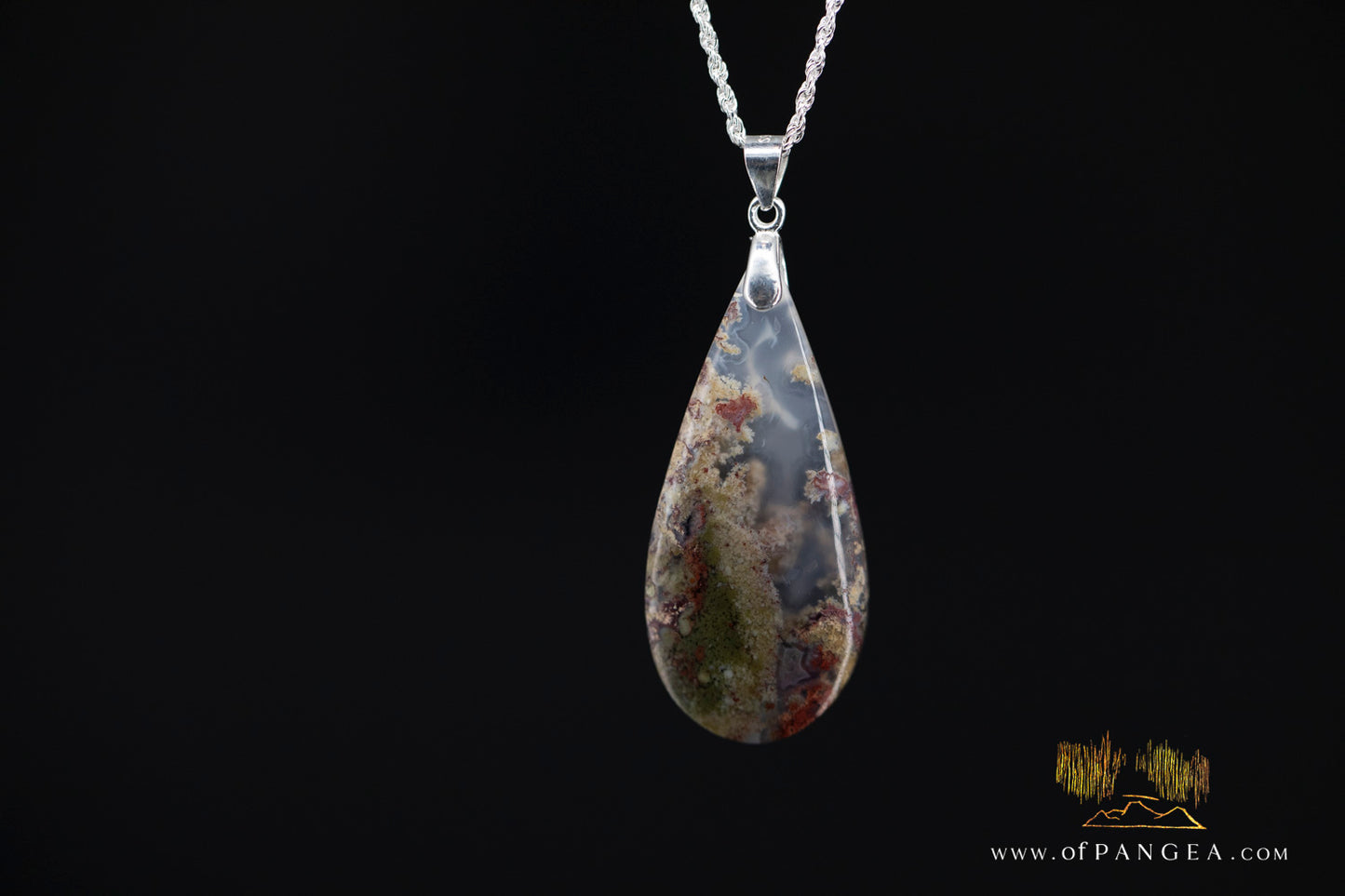Moss Agate Pendant - Necklace sterling silver || JF1260