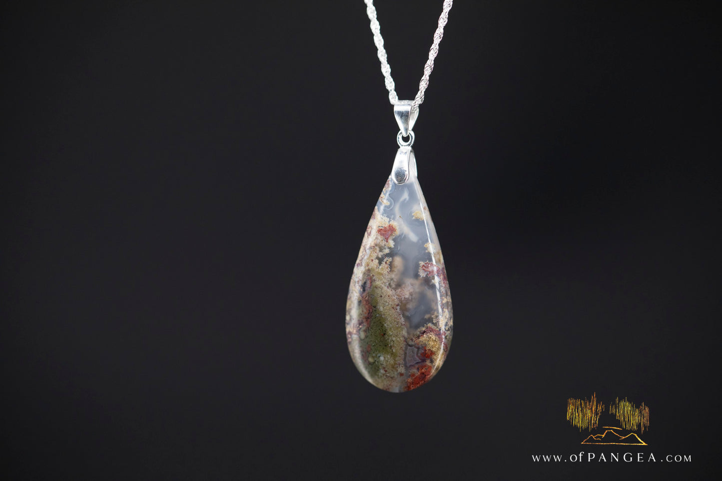 Moss Agate Pendant - Necklace sterling silver || JF1260