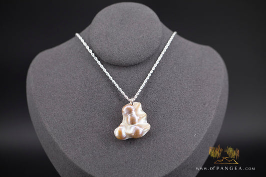 Blister Pearl Pendant and Necklace - Italian Sterling Silver rope chain || JF1283