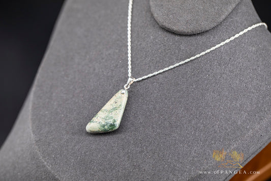 Drop necklace - Putiputi Pounamu Nephrite Jade - New Zealand - Italian sterling silver rope chain || JF1302