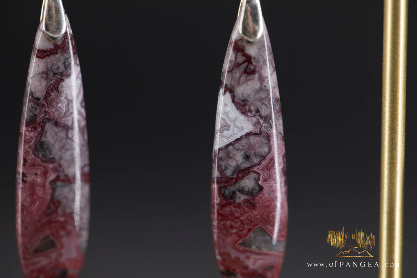 Lacey Agate thin drop earrings - sterling silver  || JF1309