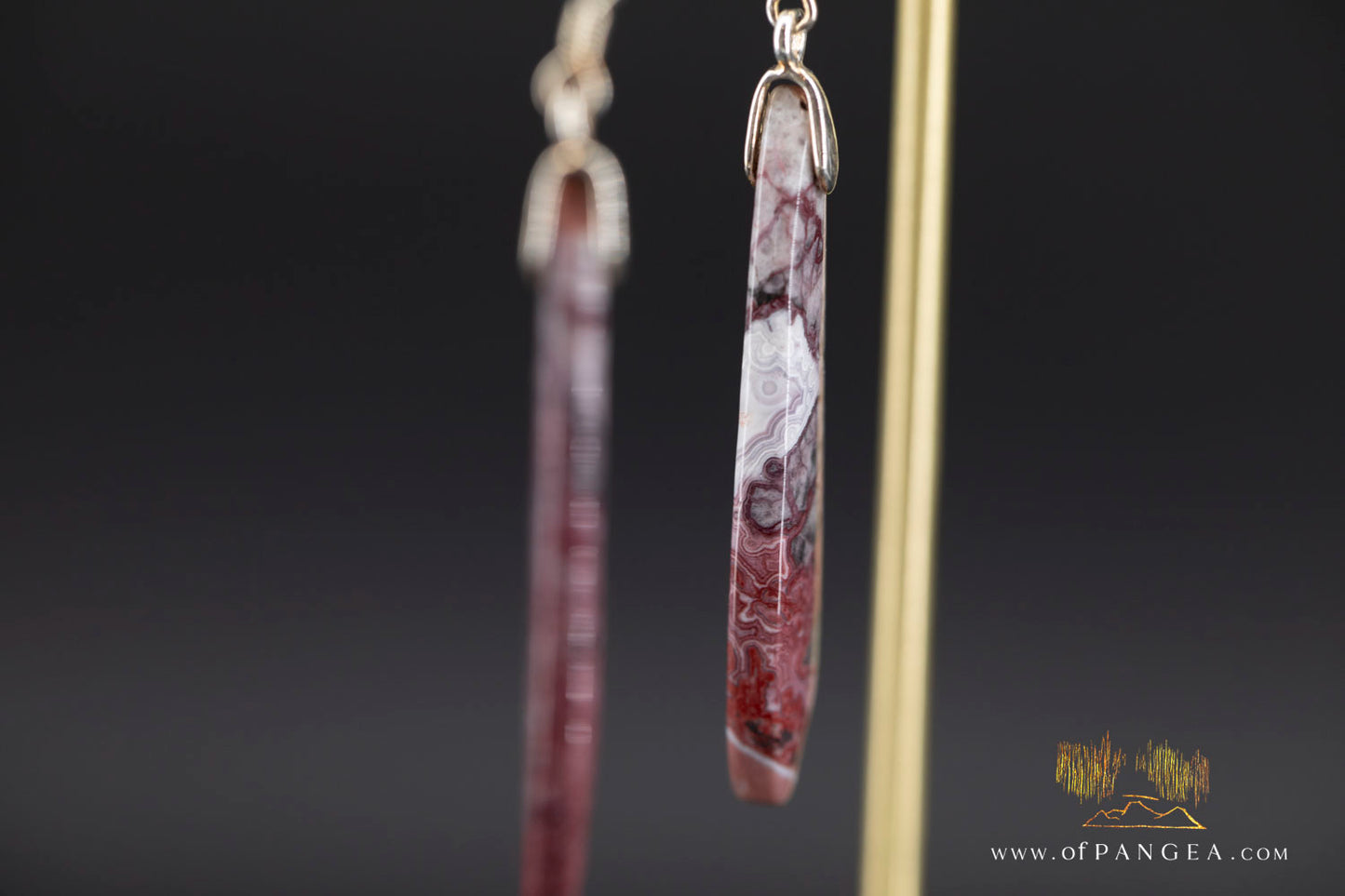 Lacey Agate thin drop earrings - sterling silver  || JF1309