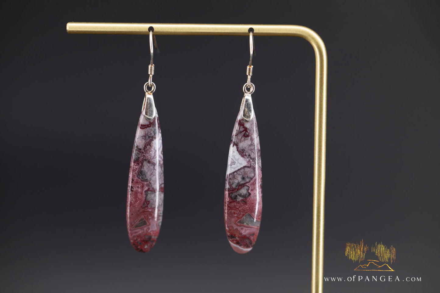 Lacey Agate thin drop earrings - sterling silver  || JF1309