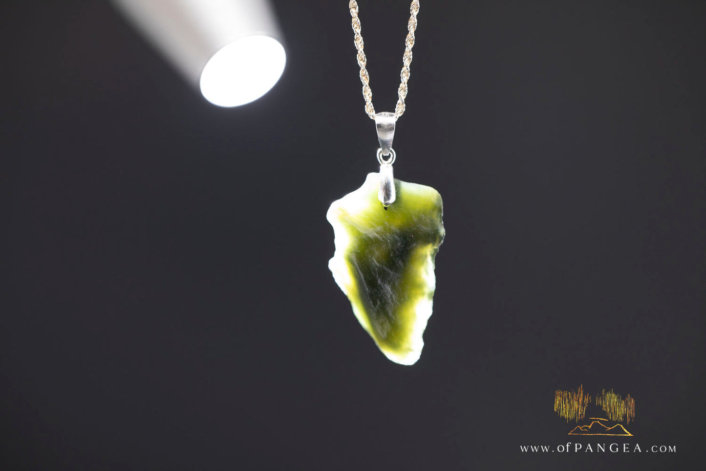 Wyoming Jade Wind Slick Necklace - Green Nephrite Jade - Italian Sterling Silver || JF1315