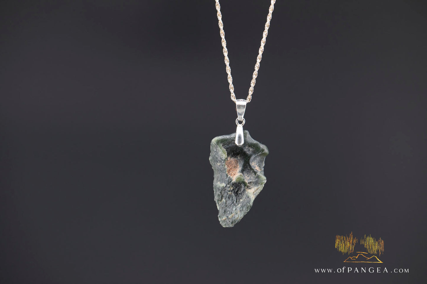 Wyoming Jade Wind Slick Necklace - Green Nephrite Jade - Italian Sterling Silver || JF1315
