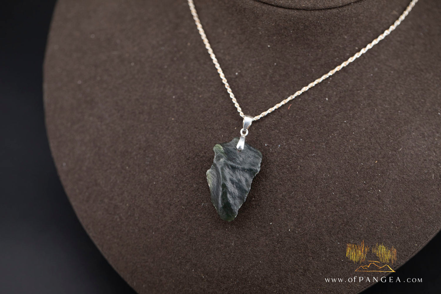 Wyoming Jade Wind Slick Necklace - Green Nephrite Jade - Italian Sterling Silver || JF1315