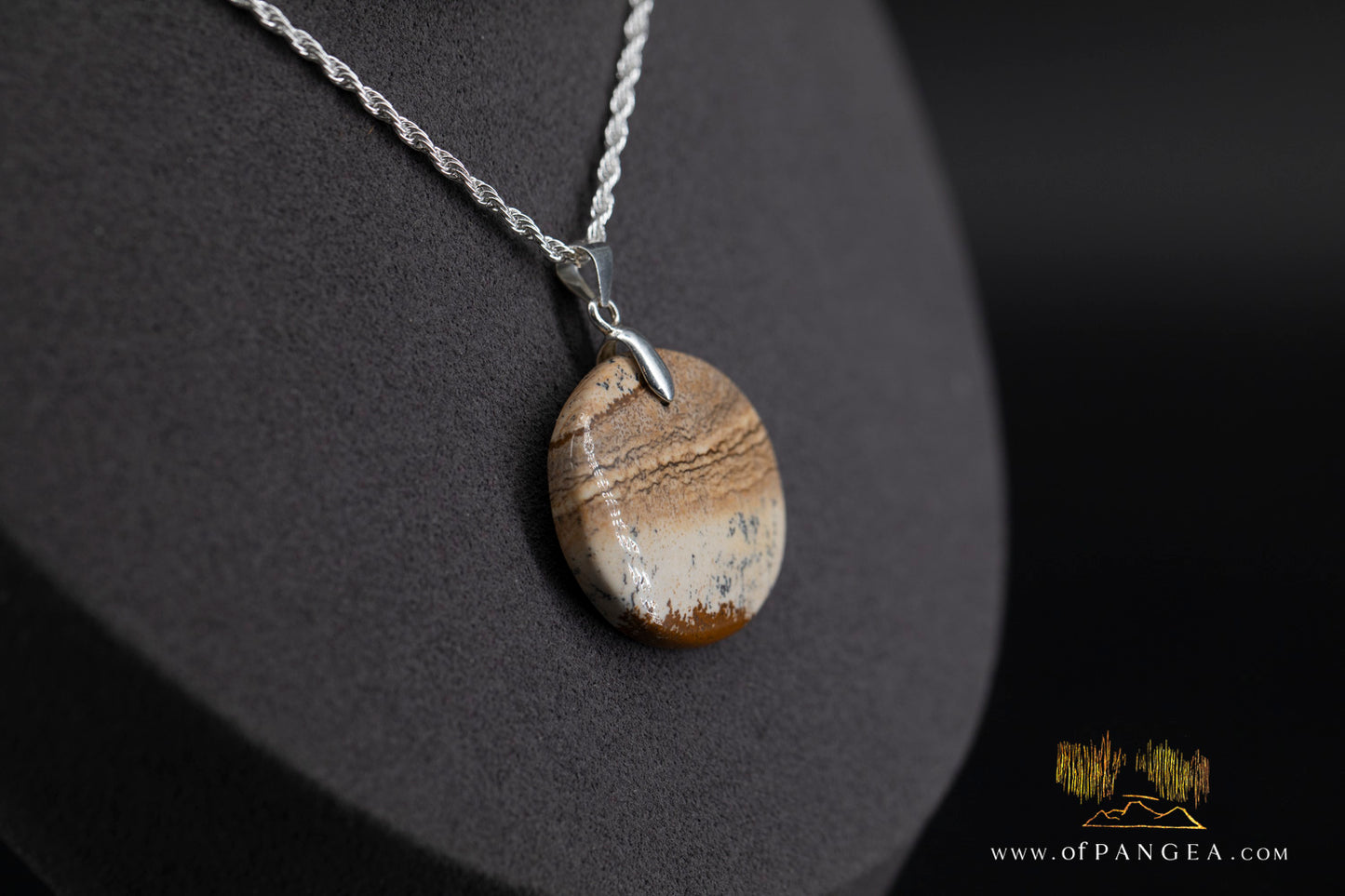 Picture Jasper Circle Necklace - Italian Sterling Silver || JF1316