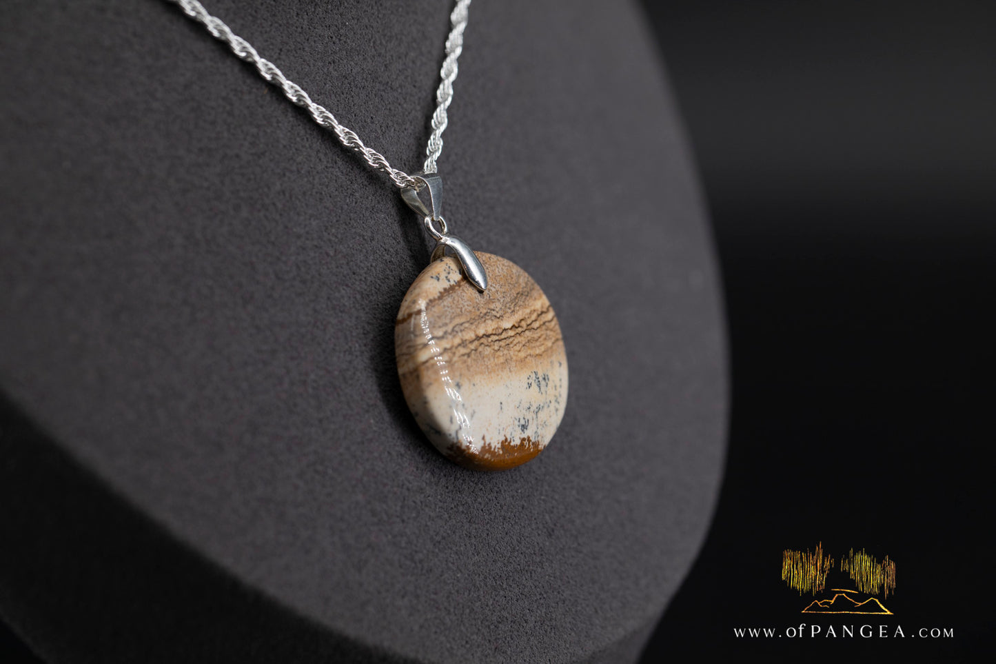 Picture Jasper Circle Necklace - Italian Sterling Silver || JF1316