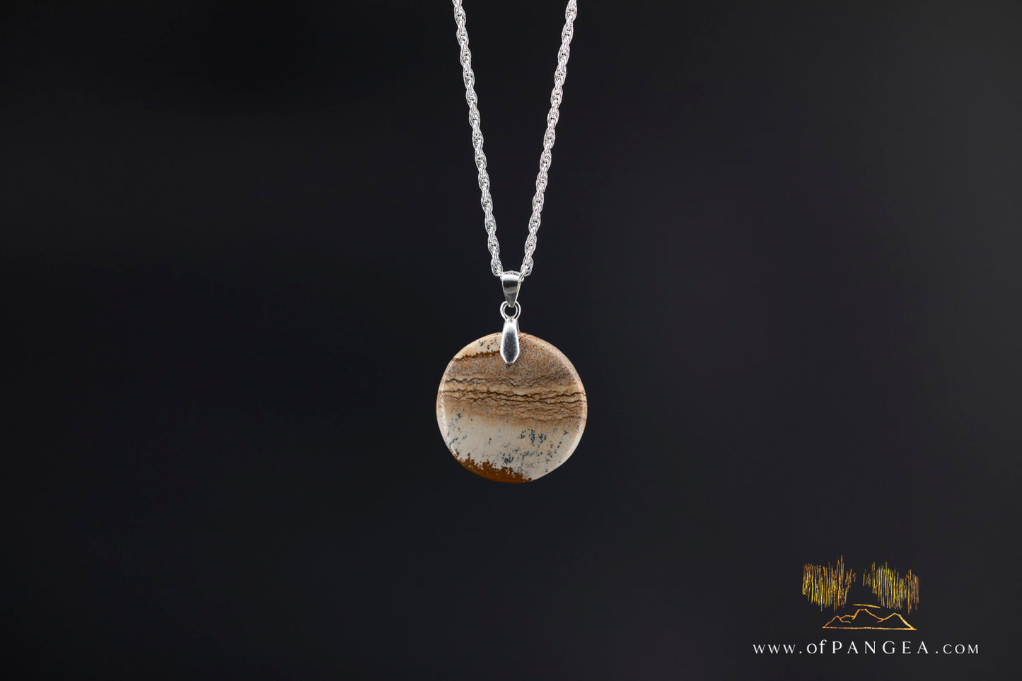 Picture Jasper Circle Necklace - Italian Sterling Silver || JF1316