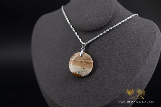 Picture Jasper Circle Necklace - Italian Sterling Silver || JF1316