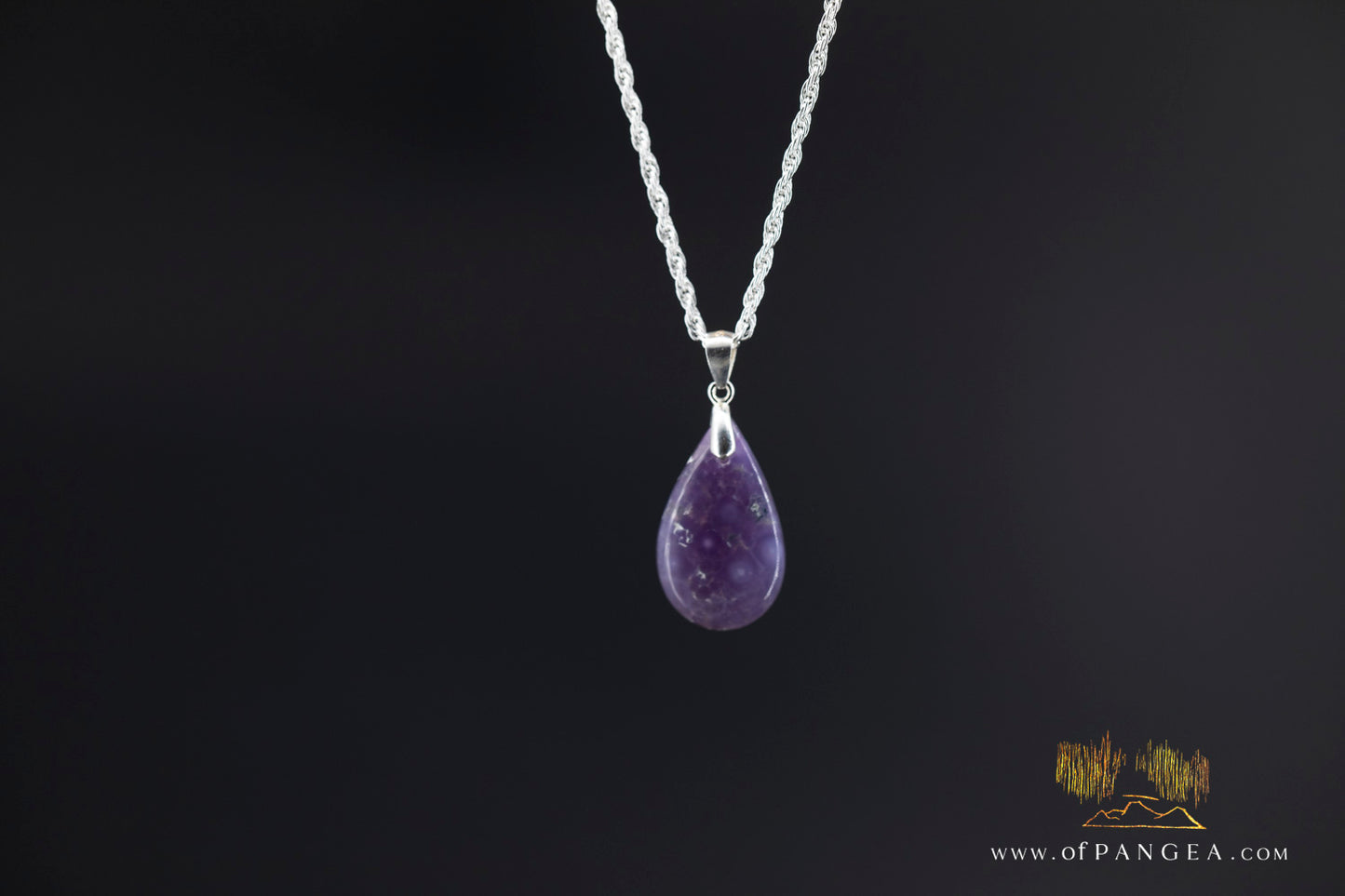 Grape Agate Teardrop Pendant - Italian Sterling Silver necklace || JF1322