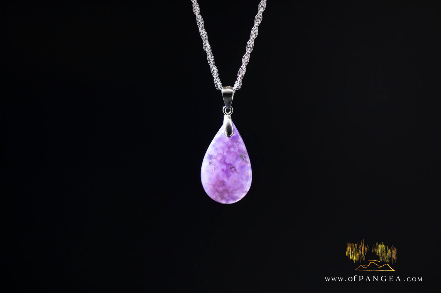 Grape Agate Teardrop Pendant - Italian Sterling Silver necklace || JF1322
