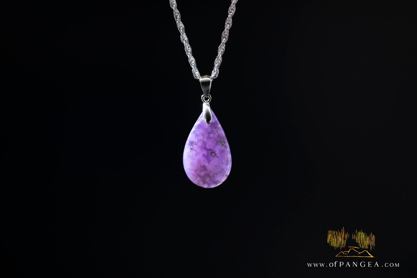 Grape Agate Teardrop Pendant - Italian Sterling Silver necklace || JF1322