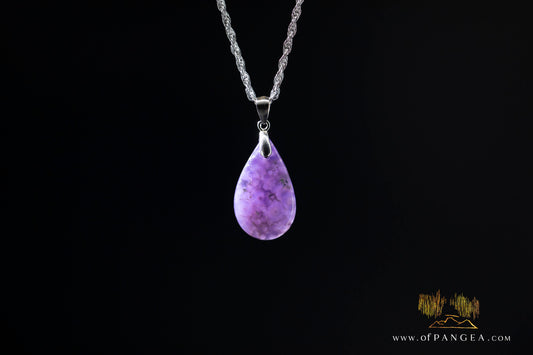 Grape Agate Teardrop Pendant - Italian Sterling Silver necklace || JF1322