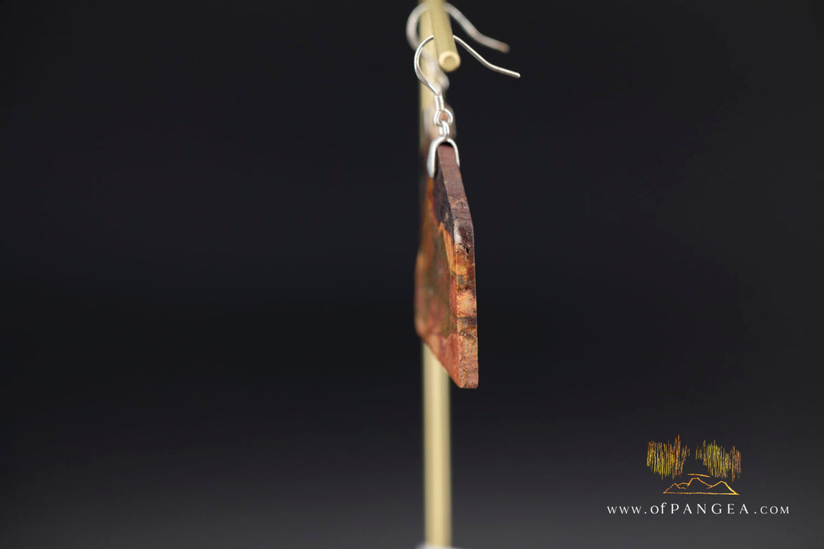 Picasso Jasper freeform earrings (Red Creek) - Sterling Silver || JF1324