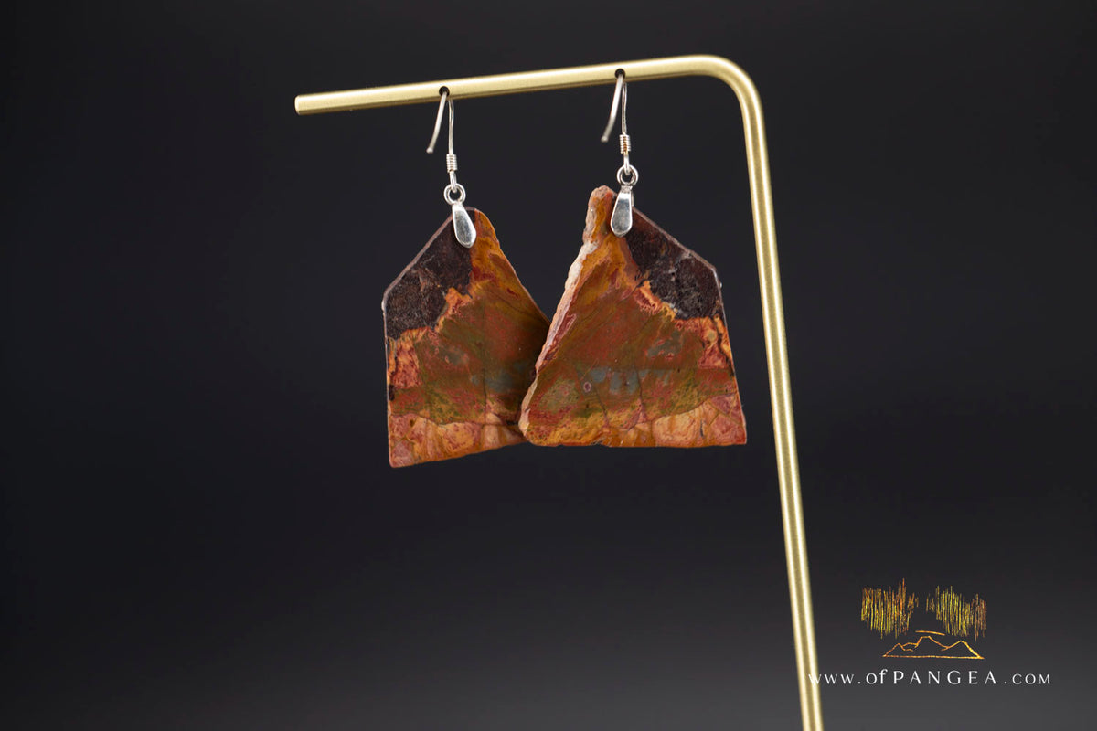 Picasso Jasper freeform earrings (Red Creek) - Sterling Silver || JF1324