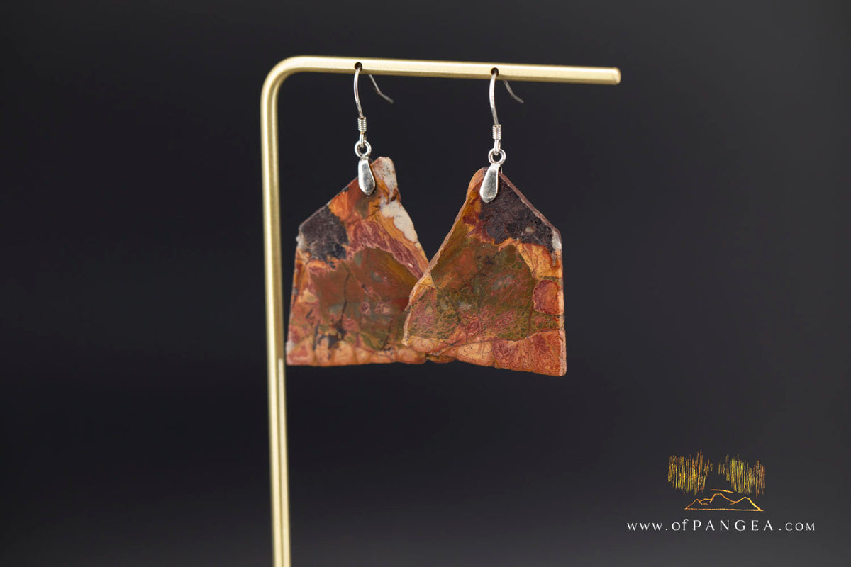 Picasso Jasper freeform earrings (Red Creek) - Sterling Silver || JF1324